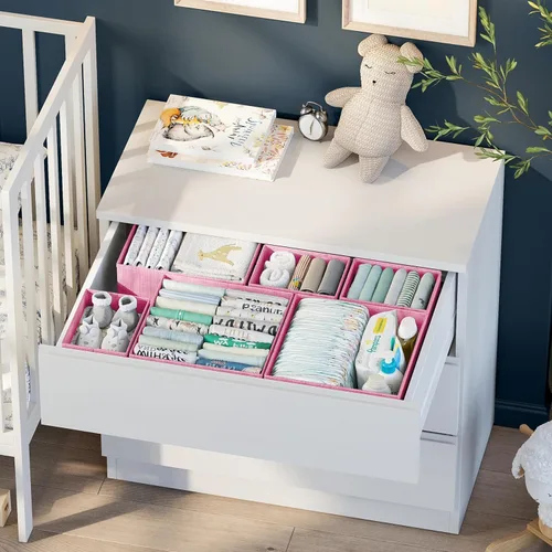 Miniatura 4 de Neaterize - Juego de 12 organizadores de cajones para ropa, cestas separadoras para guardar ropa, maquillaje, baño, organizar ropa interior, Rosa