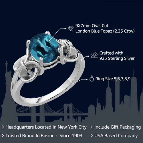 Miniatura 55 de Gem Stone King Anillo de compromiso ovalado con piedra natal para mujer, plata de ley 925, ovalado de 0.354 x 0.276 in, anillo de compromiso