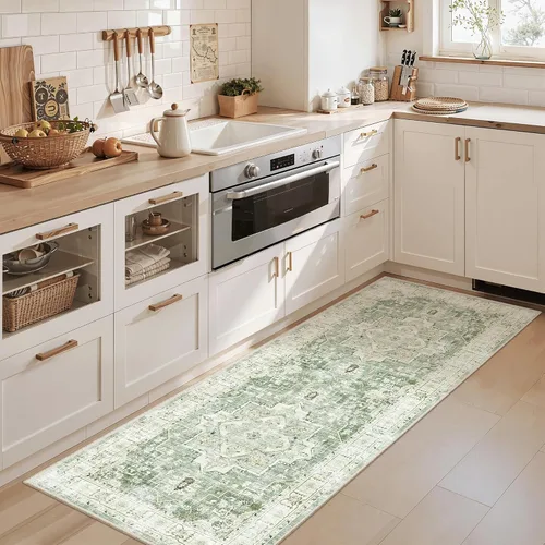 Miniatura 83 de Madane Tapete lavable de 2 x 10 pies para pasillo, cocina, recibidor, clásico, suave, antideslizante para interiores, casa de campo, baño, sala