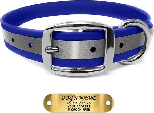 Miniatura 8 de Regal Dog Products Collar Reflectante para Perro con Placa de Nombre Grabada Personalizada Collares para Perro Personalizados de Biothane Rosa