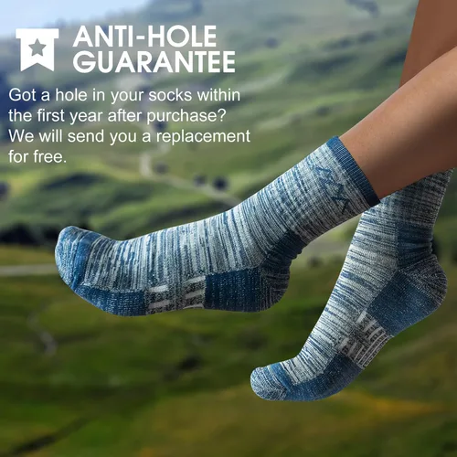 Miniatura 5 de innotree 3 Pack Men's Merino Wool Hiking Socks, Micro Crew Cushioned Hiking Walking Thermal Moisture Wicking Trekking Socks