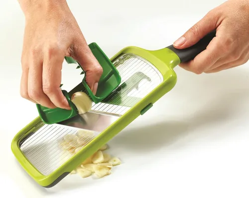 Miniatura 5 de Joseph Joseph Mandolina manual de agarre múltiple para cocina, rebanadora de frutas y verduras con agarre para alimentos y cuchillas ajustables