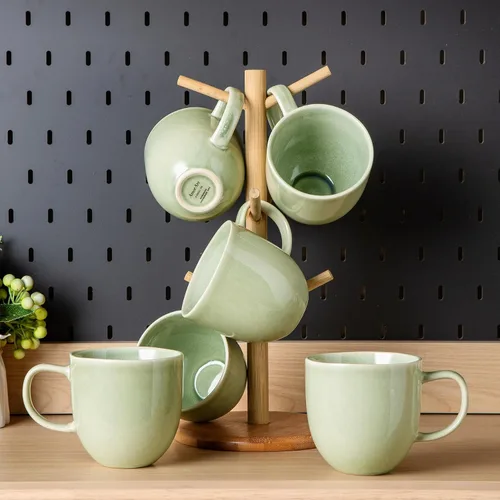 Miniatura 10 de AmorArc Tazas de café de 12 onzas, juego de 6 tazas de café de cerámica para hombre, mujer, papá, mamá, tazas de café modernas con asa para café