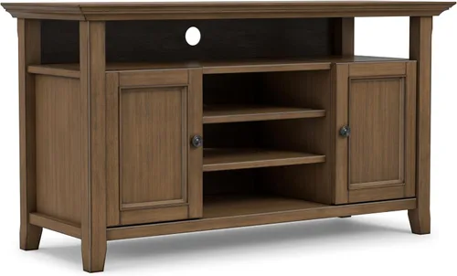 Miniatura 28 de SIMPLIHOME Amherst - Soporte de TV de transición de madera maciza de 72 pulgadas de ancho, estilo rústico marrón envejecido, para televisores