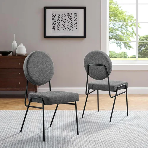 Miniatura 2 de Modway Craft - Juego de 2 sillas laterales tapizadas de tela, color negro carbón