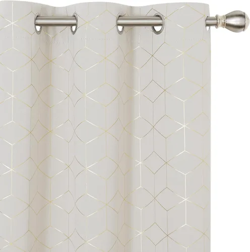Miniatura 16 de Deconovo Cortinas Opacas, Aislamiento Térmico y Reducción de Ruido, Estampado de Lámina de Diamante – Ojales en la Parte Superior, 2 Paneles, Azul
