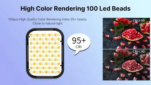 Miniatura 6 de VIJIM VL100C Luz de Video LED Bicolor para Cámara, Mini Luces LED de Cámara Recargables de 2000mAh, CRI95+ Regulable 2500-6500K Iluminación Ultra