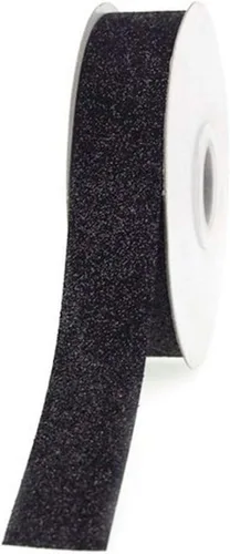 Homeford FJT098210521 Cinta con purpurina de Navidad de 25 yardas, envoltura de regalo, 7/8 pulgadas, color negro