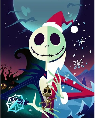 Miniatura 5 de Realpoo Reloj de bolsillo de Tim Burton's Nightmare Before Christmas con números arábigos, cadena de reloj de bolsillo de cuarzo para hombres