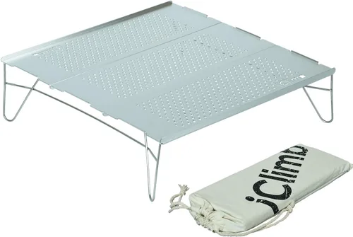 iClimb Mini mesa plegable individual ultraligera y compacta para mochileros, camping, senderismo, playa, picnic (plata - L)