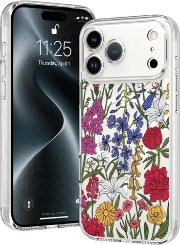 Miniatura 17 de OOK Magnetic for iPhone 17 Case Clear Pretty Flower Girls Women [Not Yellowing][Screen Protector] [ MagSafe Compatible] with Full Camera Lens