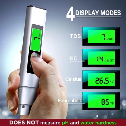 Miniatura 2 de Medidor TDS Digital de Agua 4 en 1 Completamente Nuevo 2025 - Probador de Agua Digital Preciso y Confiable TDS EC y Temp(°C,°F) - 0-9999ppm