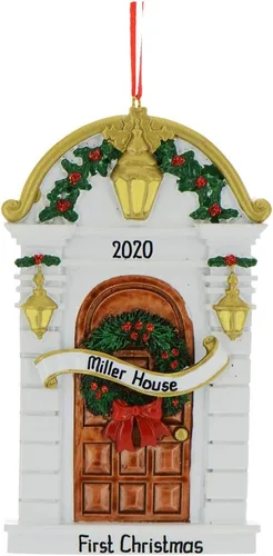 Miniatura 4 de Adorno personalizado de nuestro nuevo hogar 2025 Nombre y año personalizados Decoración de recuerdo de puerta marrón para propietario de casa