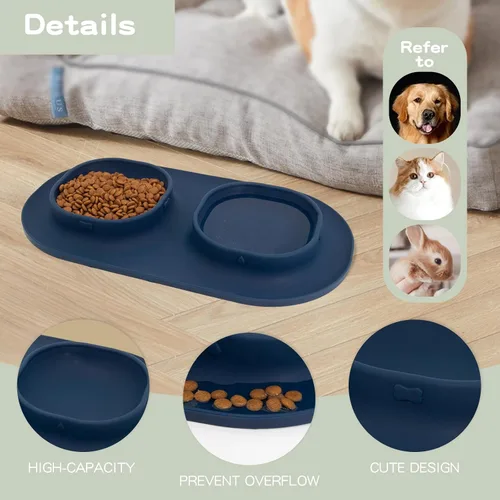 Miniatura 4 de Cuencos de comida para perros, cuencos para mascotas y cuencos de agua para perros con antiderrames y antideslizantes, cuencos alimentadores con Azul