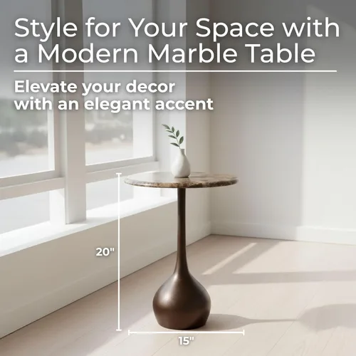 Miniatura 2 de Mesa auxiliar de mármol para decoración del hogar, soporte de mesa pequeño decorativo para mesita de noche de dormitorio, mesita de noche