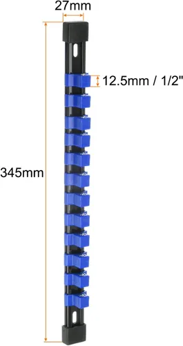 Miniatura 2 de HARFINGTON Organizador de enchufes de 1/2" unidad x 12 clips portátil de plástico ABS soporte de riel de clip de zócalo, azul
