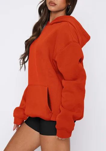 Miniatura 7 de onlypuff Sudadera casual con capucha para mujer, de manga larga, con bolsillo de canguro, hombro caído