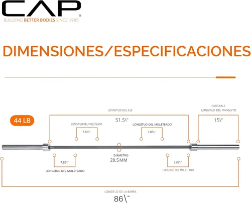 Miniatura 4 de Cap Barbell Barra olímpica Pro Series de 7 pies Opciones de barra olímpica y de potencia