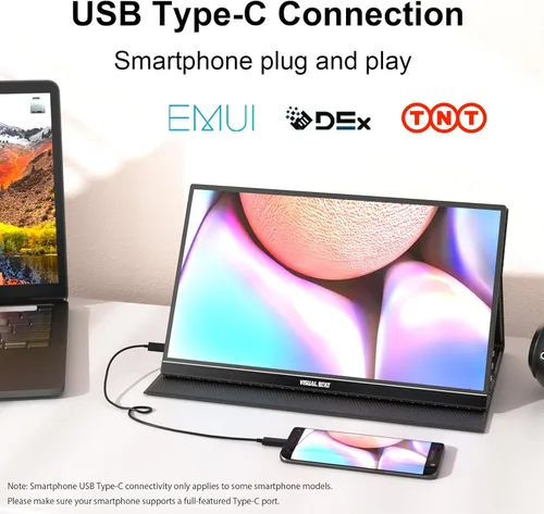 Miniatura 6 de Monitor portátil Pantalla táctil de 15.6 pulgadas 1080P USB-C HDMI Pantalla de computadora HDR IPS Pantalla de cuidado ocular 100% sRGB con cubierta
