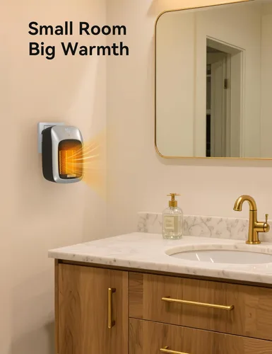 Miniatura 7 de Brightown Calentador de pared portátil enchufable para uso en interiores con termostato, calentador eléctrico pequeño de 800 W con control remoto