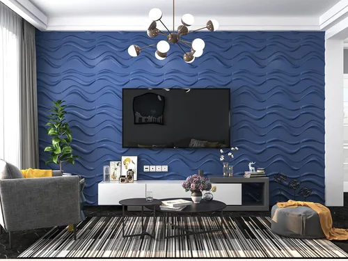 Miniatura 2 de Art3d - Panel de pared ondulado, azul, 19.7 x 19.7 pulgadas (paquete de 12)