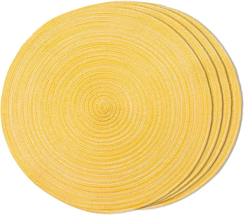 Miniatura 25 de FunWheat Juego de 4 manteles individuales redondos trenzados para mesas de comedor, manteles tejidos resistentes al calor, 15 pulgadas