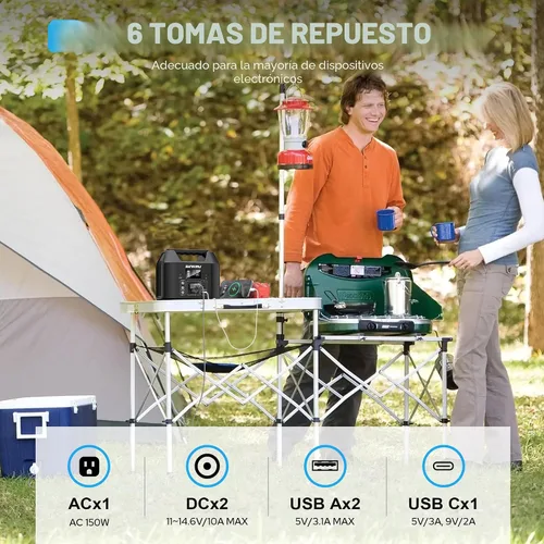 Miniatura 2 de Estación de energía portátil SinKeu de 122.8 Wh, generador solar de batería LiFePO4 para uso doméstico, banco de energía de 150 W con salida de CA