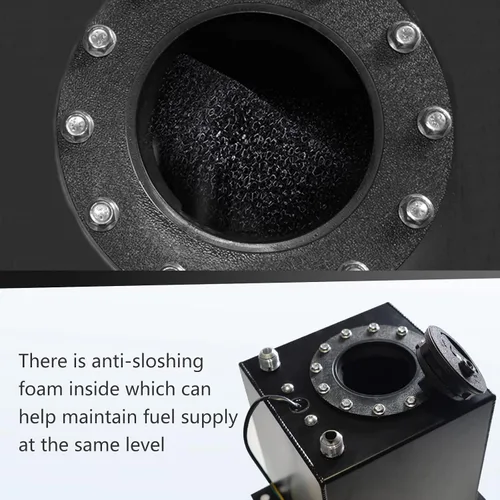 Miniatura 4 de Celda de combustible de aluminio pulido de 2.5 galones con sensor de nivel de tapa negro