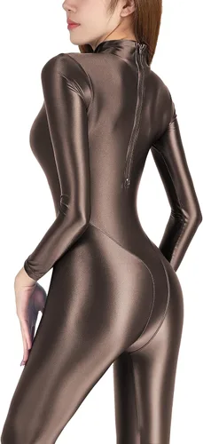Miniatura 5 de AMORESY Traje de buceo de cuerpo completo con brillo aceitoso apretado de una sola pieza de aguas termales competitivo traje de baño de una pieza