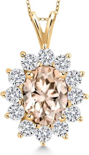 Miniatura 188 de Gem Stone King Collar con piedra natal ovalada de plata chapada en oro amarillo de 18 quilates, ovalado de 0.315 x 0.236 in, collares con colgante