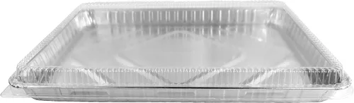 Miniatura 2 de Paquete de 10 bandejas de aluminio duraderas para hornear de 1/2 de tamaño medio, con tapas de cúpula, moldes desechables de aluminio para hornear