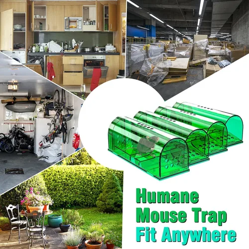 Miniatura 4 de 4 trampas para ratones humanas que no matan, trampas para ratones vivos y paquete de 10 trampas adhesivas para ratones para interiores, trampas