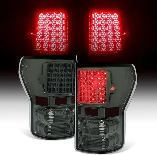 Miniatura 4 de KUAFU Par de luces traseras compatibles con Toyota Tundra Pickup 2007-2013, conjunto de lámpara trasera de freno trasero de plástico para el lado