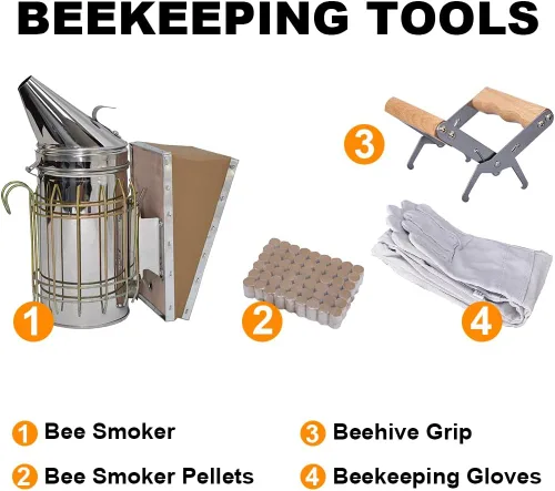 Miniatura 2 de Honey Lake Suministros de apicultura Kit de iniciación para ahumadores de abejas, 16 piezas, kit de iniciación de mantenimiento de abejas, todo