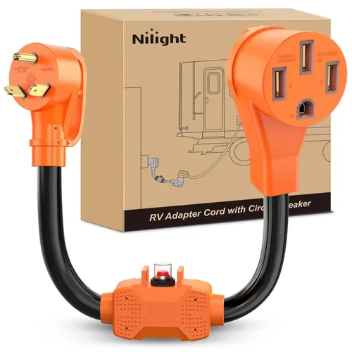 Miniatura 36 de Nilight - 50033R Adaptador de enchufe RV de 18 pulgadas, 50 amperios a 30 amperios, adaptador eléctrico de Dogbone de alta resistencia con mango 115G