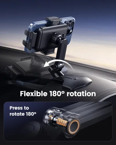 Miniatura 4 de Soporte de teléfono para tablero de instrumentos con clip anticaída, rotación de 360°, soporte multifuncional para teléfono celular para iPhone
