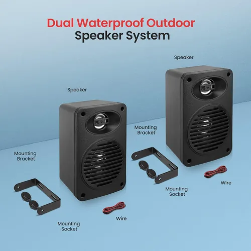 Miniatura 3 de Pyle Par de altavoces Bluetooth de 200 vatios para interiores y exteriores, sistema de altavoces de rango completo de 2 vías de 3.5 pulgadas