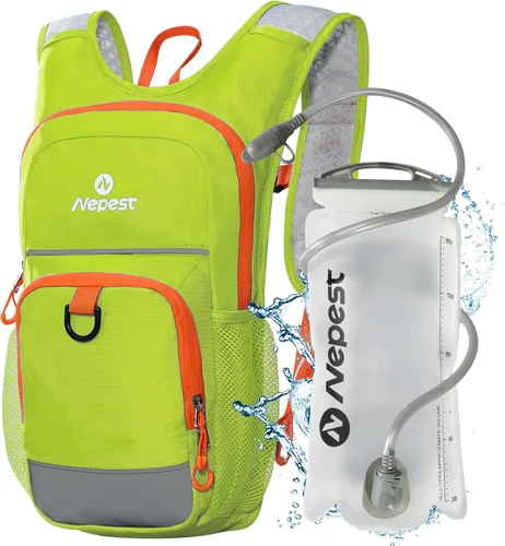 Miniatura 11 de Nepest Mochila de hidratación para niños, mini mochila de agua con vejiga de agua de 1.5L para senderismo, ciclismo, correr Rosa