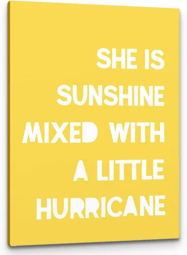 Miniatura 12 de PHAMTE Decoración de pared para dormitorio de niñas, arte de pared con texto en inglés «She is Sunshine Mixed with a Little Hurricane», lienzo