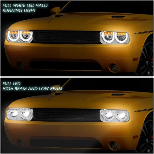 Miniatura 3 de DNA MOTORING HL-HAY-020-CH Par de faros de halo completos con señal de giro secuencial LED, medio anillo, compatible con modelos 08-14 Dodge