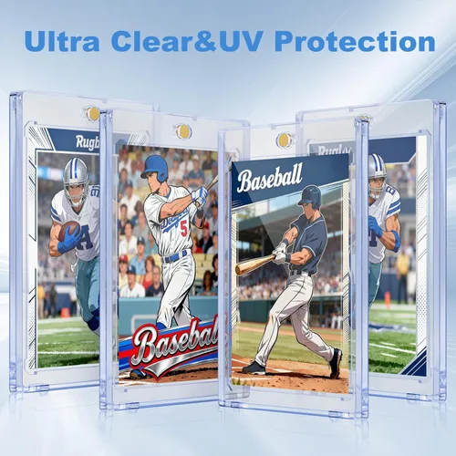 Miniatura 2 de Tarjetero magnético de 100 quilates para tarjetas intercambiables, protectores de tarjetas de béisbol ultra transparentes de 35 puntos, protectores