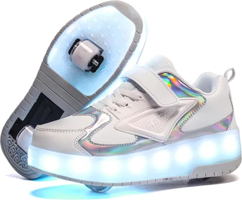 Miniatura 11 de HHSTS Zapatos para niños – Nuevos mejorados con ruedas zapatos de luz LED de colores patines rodantes brillantes zapatos de patinar regalos simples