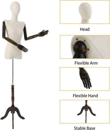 Miniatura 5 de Exhibición de la forma del vestido femenino Forma de vestido de torso de maniquí femenino Modelo de vestido de costura con brazos desmontables