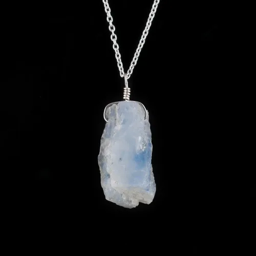 Miniatura 5 de Collar con colgante de piedras preciosas, piedra de energía áspera, cristales curativos de chakras, plata esterlina 925, chapado en rodio, piedra