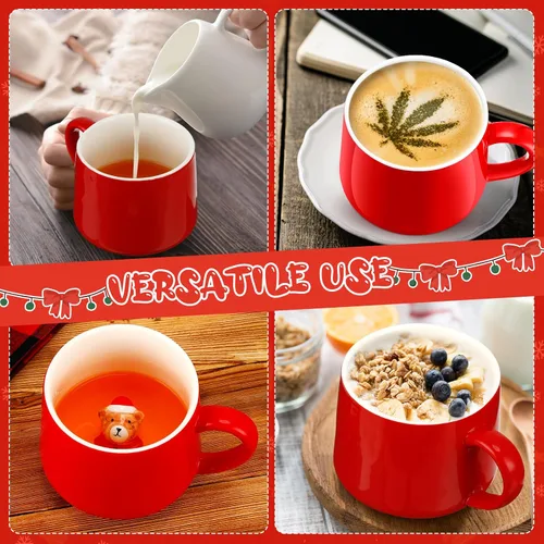 Miniatura 4 de Sliner Divertidas tazas de Navidad en 3D con animal en el interior, 13.5 onzas, hechas a mano, taza de café de cerámica, bonita figura de dibujos