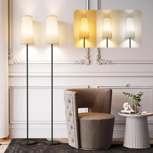 SUNMORY Lámparas de pie para sala de estar/dormitorio/oficina, lámpara de pie con bombilla LED, lámpara alta de 3 colores de temperatura, adecuada