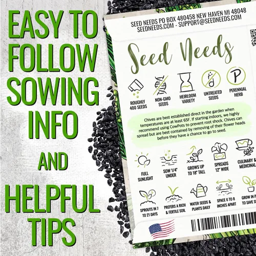 Miniatura 4 de Seed Needs Semillas de cebollino para plantar ajo y hierbas comunes de cebollino, herencia sin OMG y semillas de jardín sin tratar para plantar un
