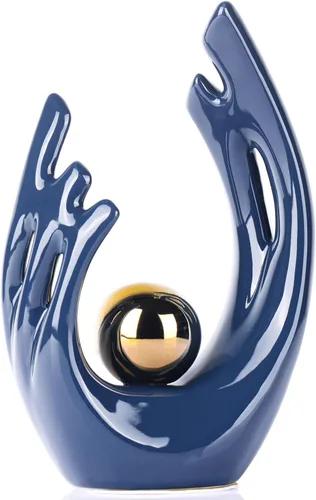 Miniatura 21 de XMGZQ Estatuas y esculturas de cerámica abstracta, estatuas de cerámica de arte negro y dorado, decoración moderna para el hogar, sala de estar