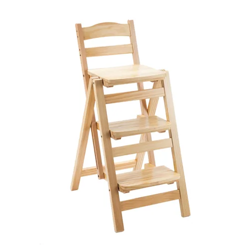 Taburete de bar plegable, taburete de escalera de 3 escalones, escaleras de madera multifuncionales con capacidad de carga de 330 libras para el