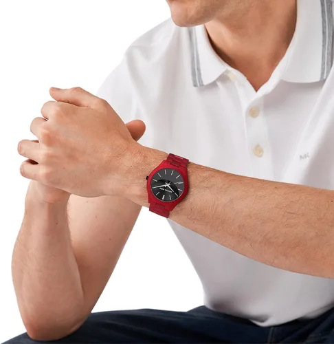 Miniatura 5 de Reloj Michael Kors Slim Runway de acero inoxidable MK8712 - Pista delgada talla única Esfera rojanegra